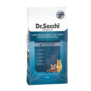 Dr.Sacchi Düşük Tahıllı Somonlu Ve Ton Balıklı Yetişkin Kedi Maması 10Kg