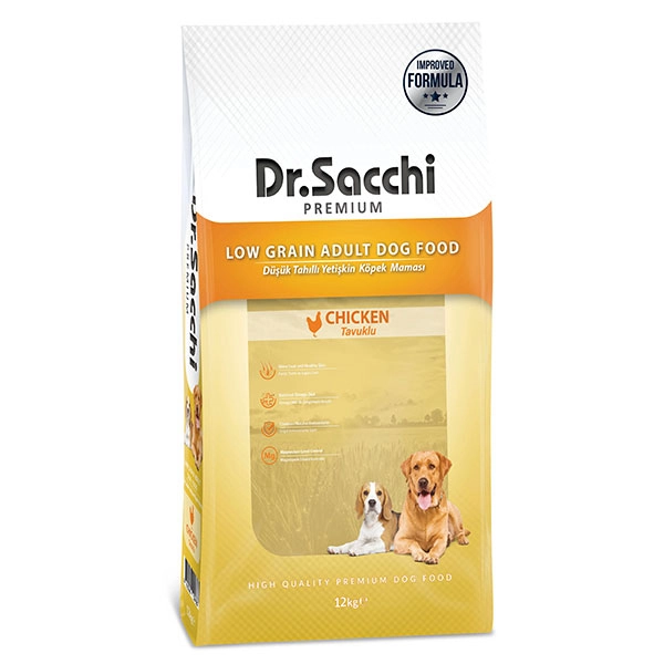 Dr.Sacchi Düşük Tahıllı Tavuklu Yetişkin Köpek Maması 12kg - 1