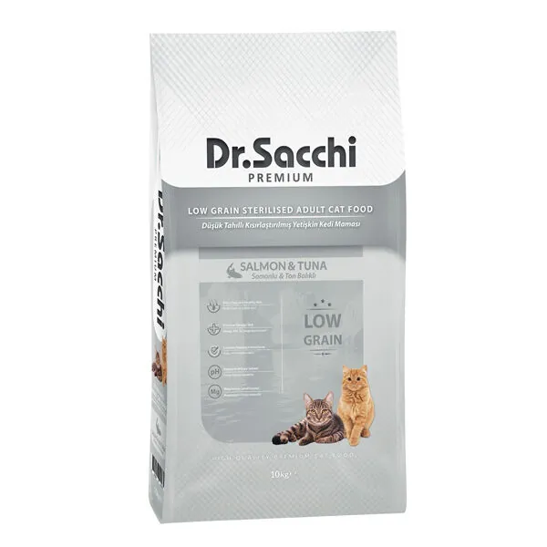 Dr.Sacchi Premium Düşük Tahıllı Kısır Kedi Maması 10 KG - 1