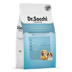 Dr.Sacchi Premium Düşük Tahıllı  Sığır Etli ve Kuzu Etli Düşük Tahıllı Yavru Köpek Mamas 1.5 kg