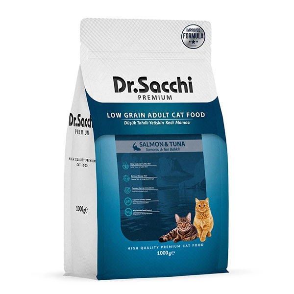 Dr.Sacchi Premium Düşük Tahıllı Somonlu Ve Ton Balıklı Yetişkin Kedi Maması 1 Kg - 1