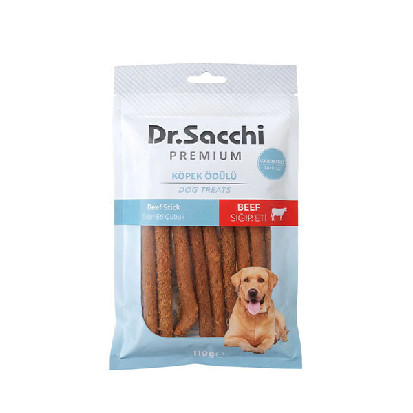 Dr.Sacchi Premium Sığır Etli Çubuk Tahılsız Köpek Ödülü 5'' (10'lu) 100 g - 1