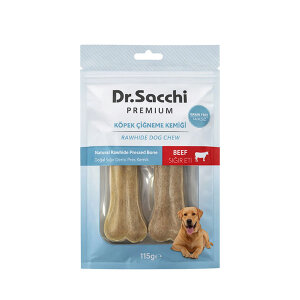 Dr.Sacchi Premium Sığır Etli Doğal Sığır Derisi Press Kemik Tahılsız Köpek Ödülü 5'' (2'li) 115 g