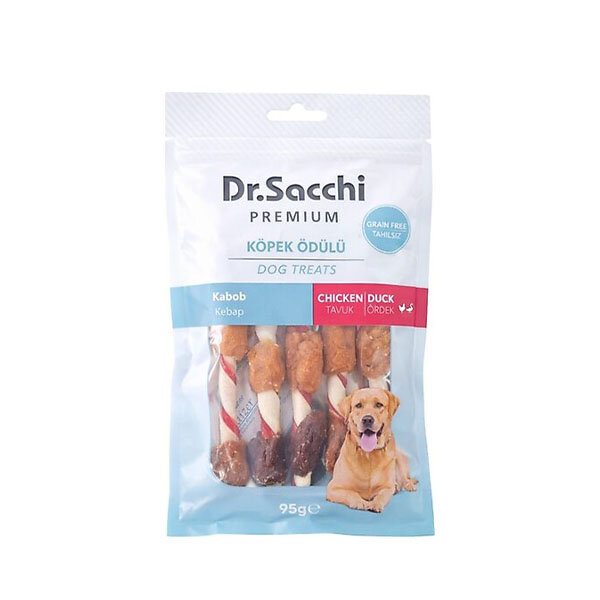 Dr.Sacchi Premium Tavuklu & Ördekli Kebap Tahılsız Köpek Ödülü 5'' (5'li) 95 g - 1
