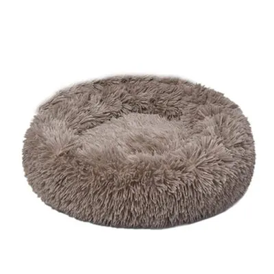 Dubex Ponchik Peluş Yuvarlak Kedi Köpek Yatağı Bej L - 2
