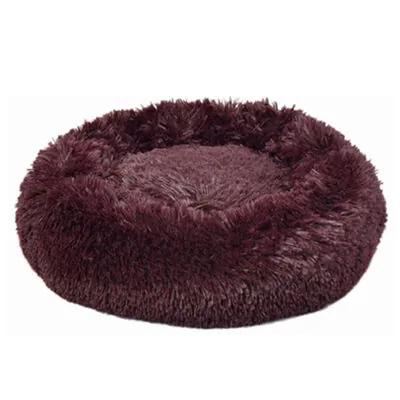 Dubex Ponchik Peluş Yuvarlak Kedi Köpek Yatağı Bordo L - 1