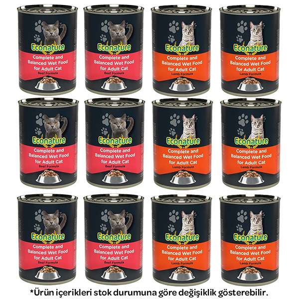 Econature Karışık Kedi Yaş Maması 400 gr X 12 Adet - 1