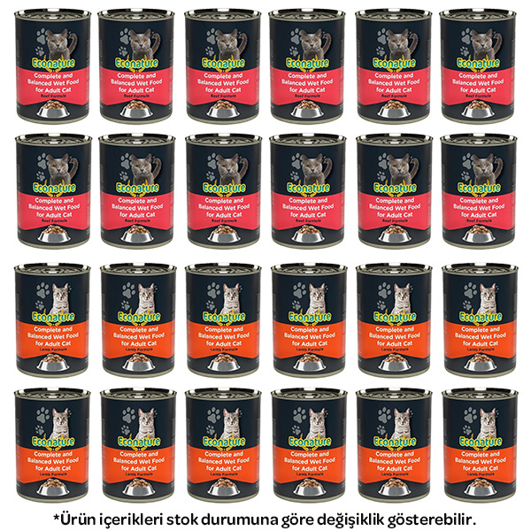 Econature Karışık Kedi Yaş Maması 400 gr X 24 Adet - 1