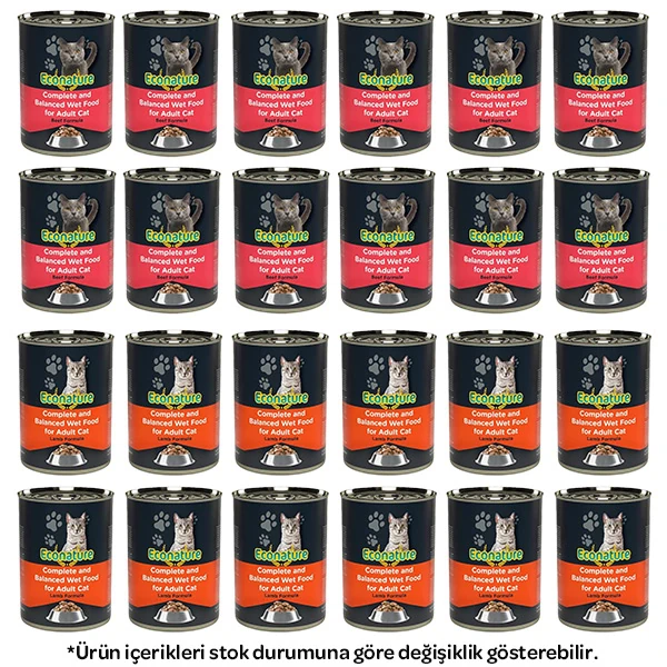Econature Karışık Kedi Yaş Maması 400 gr X 24 Adet - 1
