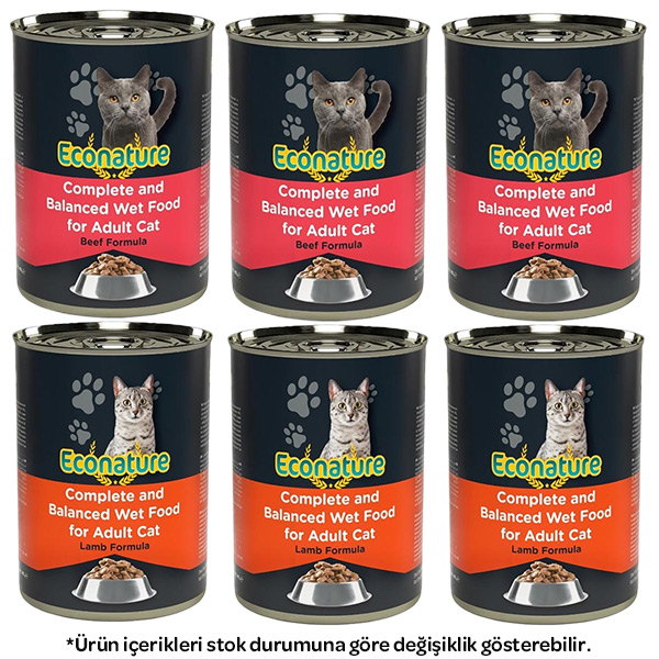 Econature Karışık Kedi Yaş Maması 400 gr X 6 Adet - 1