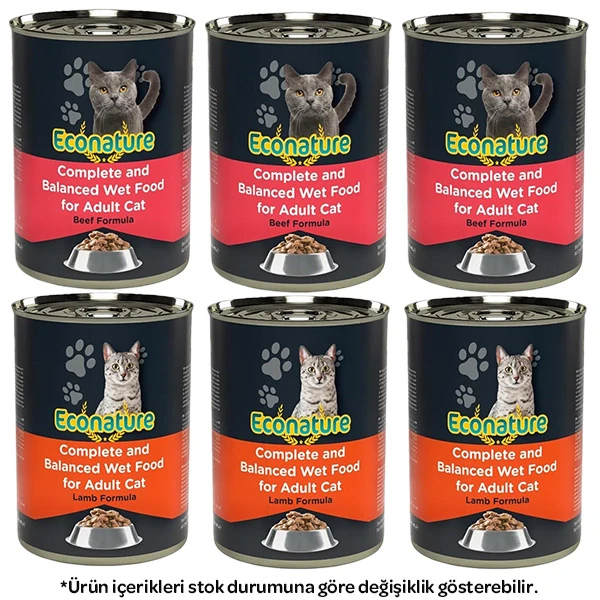 Econature Karışık Kedi Yaş Maması 400 gr X 6 Adet - 1
