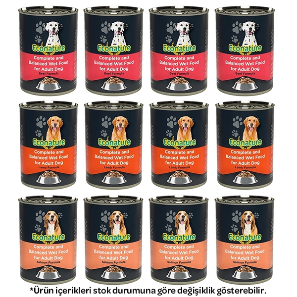 Econature Karışık Köpek Yaş Maması 400 gr X 12 Adet - 1