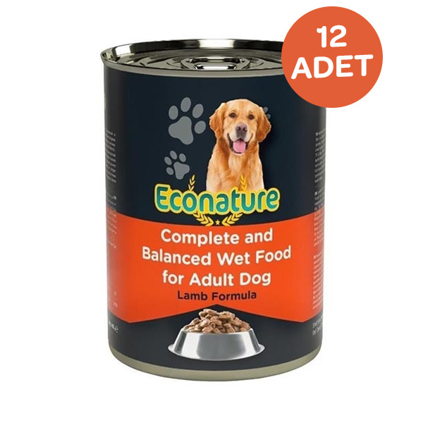 Econature Kuzu Etli Yetişkin Köpek Yaş Maması 400 Gr x 12 Adet - 1