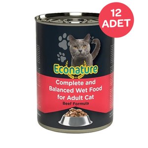 Econature Sığır Etli Yetişkin Kedi Konservesi 400 Gr x 12 Adet