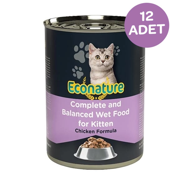 Econature Tavuk Etli Yavru Kedi Konservesi 400 Gr x 12 Adet - 1