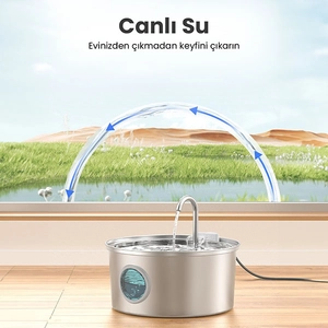 Electron 3.2 L Tekli Paslanmaz Çelik Kedi Köpek İçin Otomatik Su Pınarı - 4