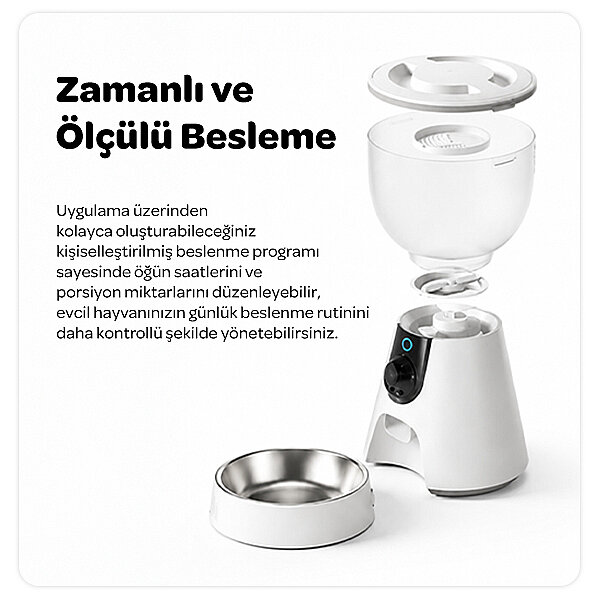 Electron 4L HD Kameralı, Uygulama Kontrollü, Zaman Ayarlı, Kedi ve Köpekler İçin Akıllı Otomatik Mama Kabı - 3