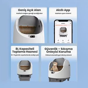 Electron Akıllı Açık Kasa Otomatik Kedi Tuvaleti – Sessiz Motorlu, Koku Gidericili, UV Sterilizasyonlu - 5