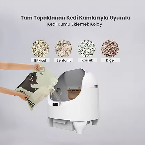 Electron Akıllı Açık Kasa Otomatik Kedi Tuvaleti – Sessiz Motorlu, Koku Gidericili, UV Sterilizasyonlu - 6