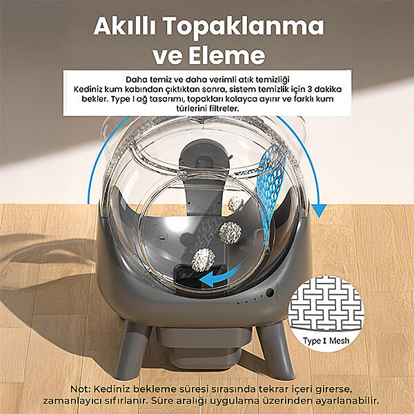 Electron Akıllı Otomatik Kedi Tuvaleti – 50L, UV Temizleme, Akıllı Sensörlü,Kompakt Tasarım - 9