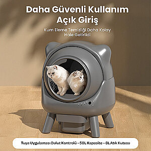 Electron Akıllı Otomatik Kedi Tuvaleti – 50L, UV Temizleme, Akıllı Sensörlü,Kompakt Tasarım - 11