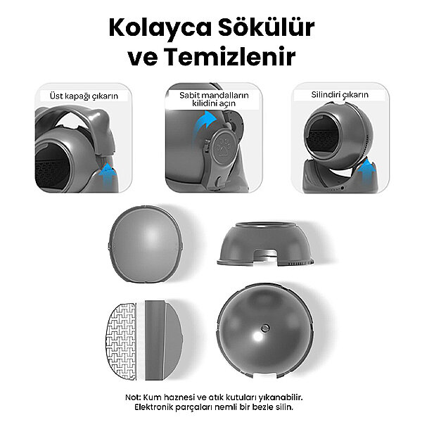 Electron Akıllı Otomatik Kedi Tuvaleti – 50L, UV Temizleme, Akıllı Sensörlü,Kompakt Tasarım - 5
