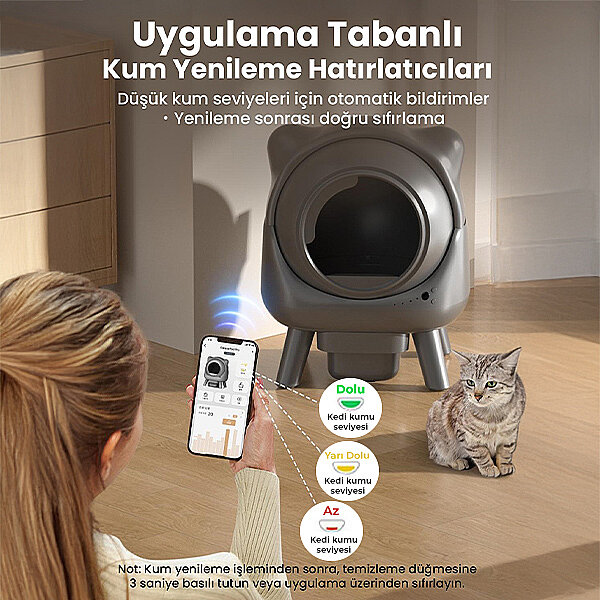 Electron Akıllı Otomatik Kedi Tuvaleti – 50L, UV Temizleme, Akıllı Sensörlü,Kompakt Tasarım - 12