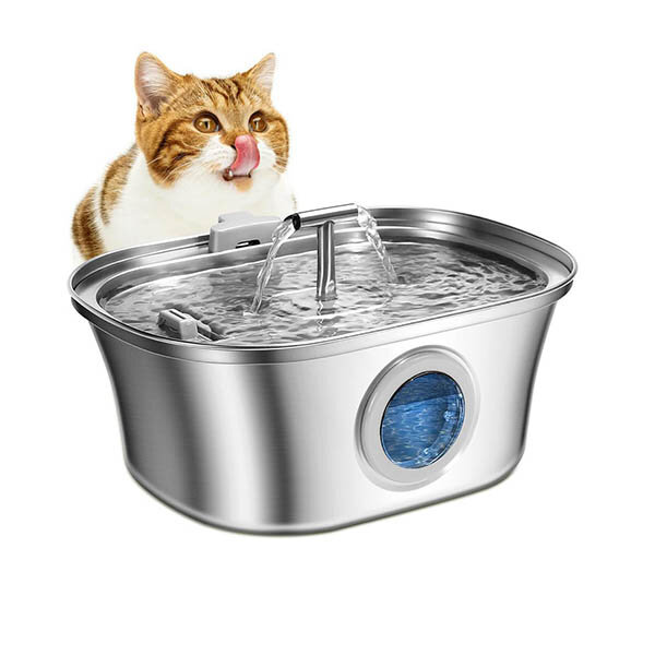 Electron Çift Çeşmeli Paslanmaz Çelik Kedi ve Köpekler İçin Otomatik Su Pınarı 3.2 L - 1