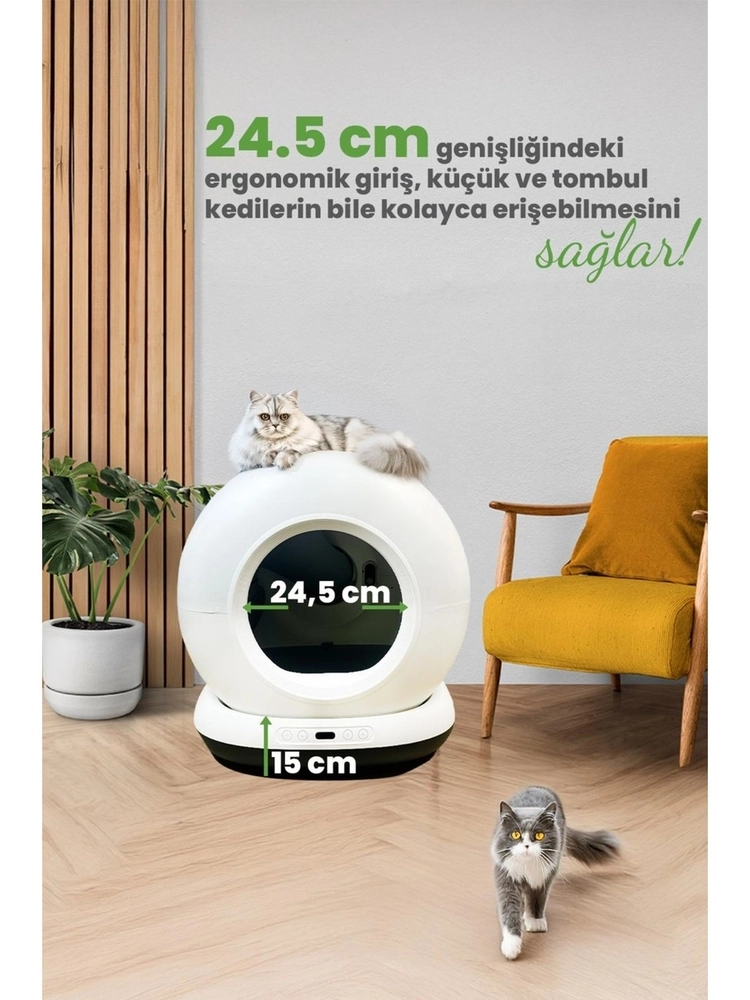 Electron Otomatik Kedi Tuvaleti, App İle Kontrol, 75lt Iç Hazne, 9lt Çöp Haznesi,Sessiz ve Hızlı Çalışma - 5