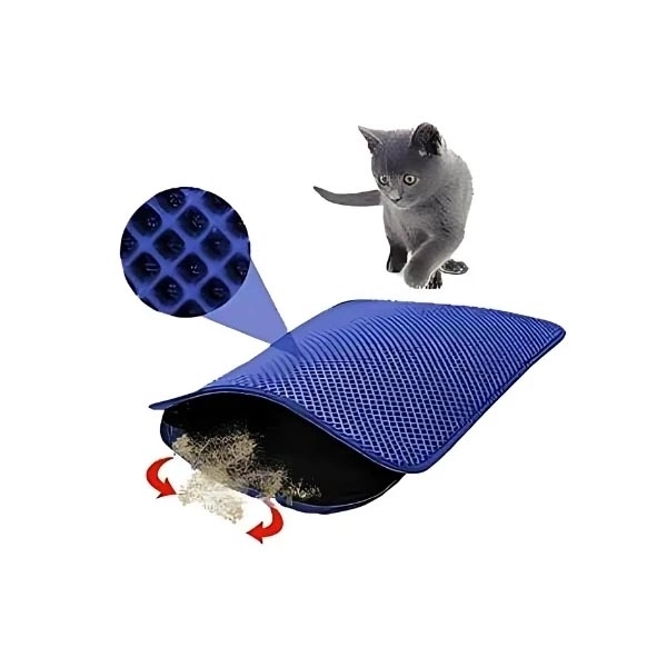 ELEKLİ KEDİ TUVALETİ PASPASI MAVİ - 1