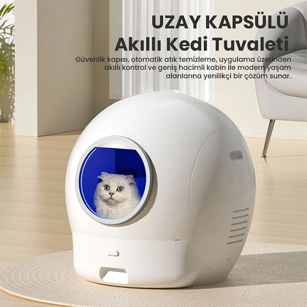 Els Pet Uzay Kasa Otomatik Kedi Tuvaleti 2. Nesil Smart Pro Akıllı Otomatik Kedi App Kontrol , Uv Temizleme - 1
