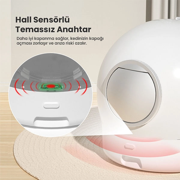 Els Pet Uzay Kasa Otomatik Kedi Tuvaleti 2. Nesil Smart Pro Akıllı Otomatik Kedi App Kontrol , Uv Temizleme - 7