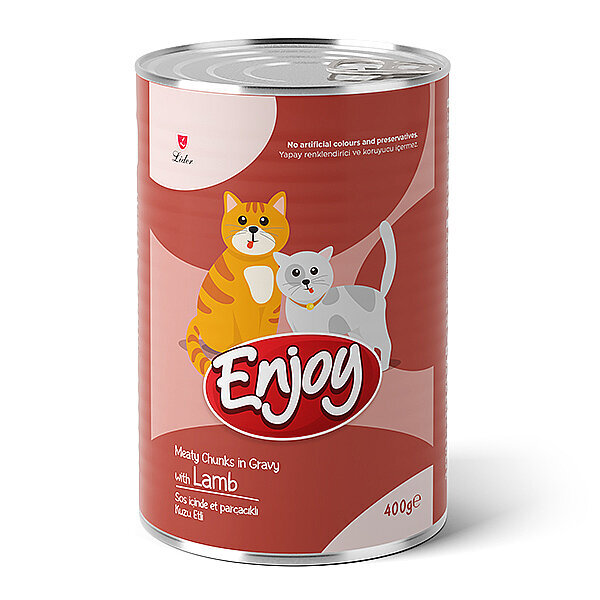 Enjoy Sos İçinde Et Parçacıklı Kuzu Etli Yetişkin Kedi Konservesi 400 g