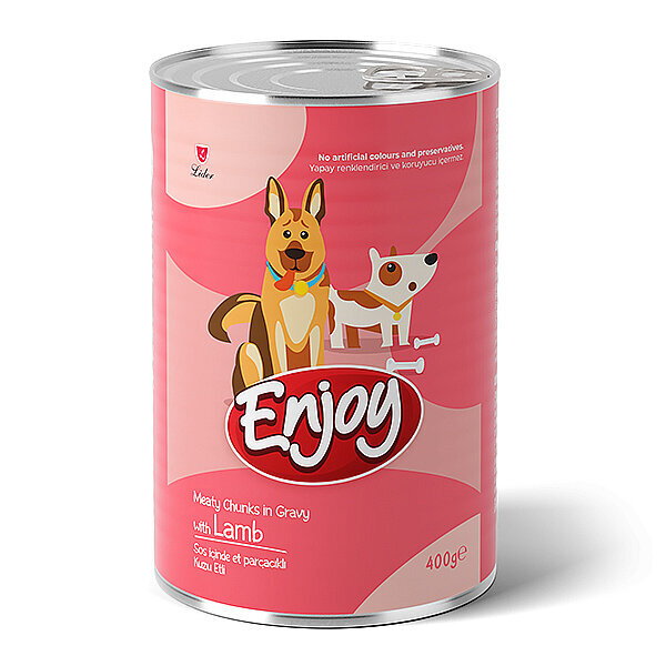 Enjoy Sos İçinde Et Parçacıklı Kuzu Etli Yetişkin Köpek Konservesi 400 g