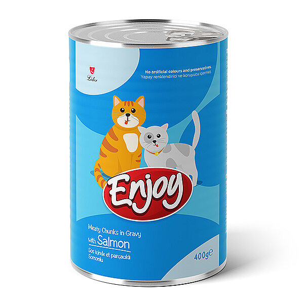 Enjoy Sos İçinde Et Parçacıklı Somonlu Yetişkin Kedi Konservesi 400 g - 1