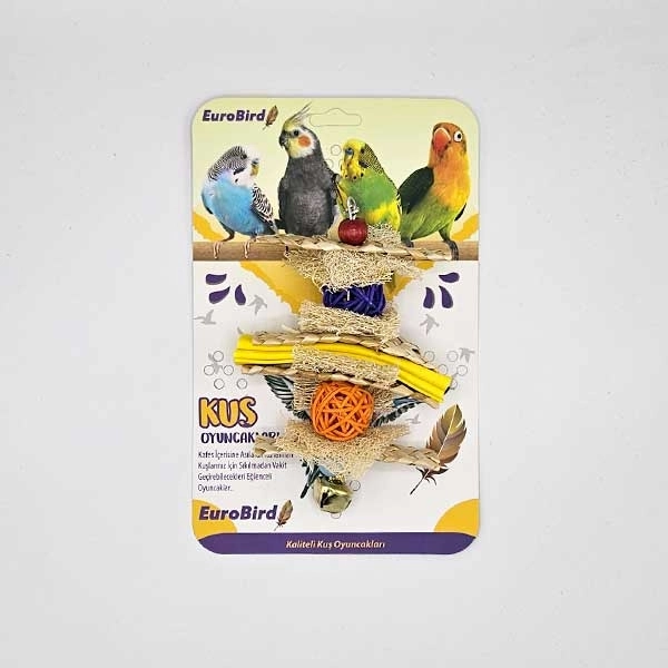 EuroBird Kuş Oyuncağı Zilli 2 Top 3 Hasır 4 Loofah - 1