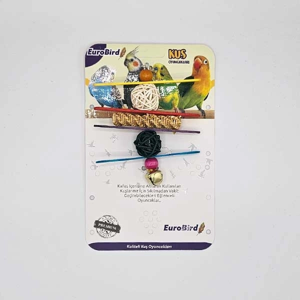 EuroBird Kuş Oyuncağı Zilli 4 Tahta, 2 Top 1 Hasır - 1