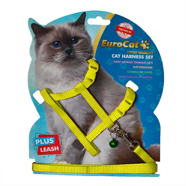 EuroCat Kedi Göğüs Tasması Sarı - 1
