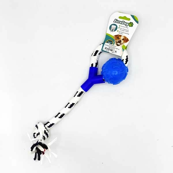 EuroDog Diş İp Hlk.Diş Kaş.Latik Top Mavi Bey 40cm - 1