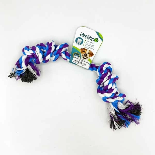 EuroDog Diş İpi İki Düğüm Kalın Mor Mavi Bey. 35cm - 1
