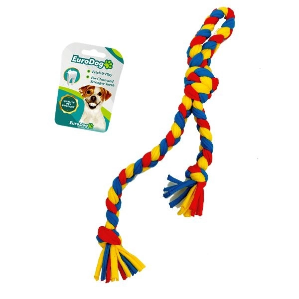 EuroDog Düğümlü Diş İpi Sarı Mavi Kırmızı 42 Cm - 1