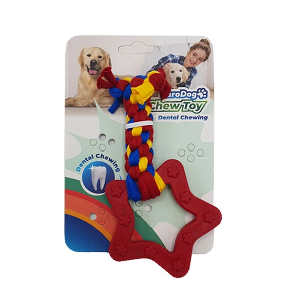 EuroDog Pls.Yldz Diş Kaşıma 14,5cm (Sarı-Kır-Mavi) - 1