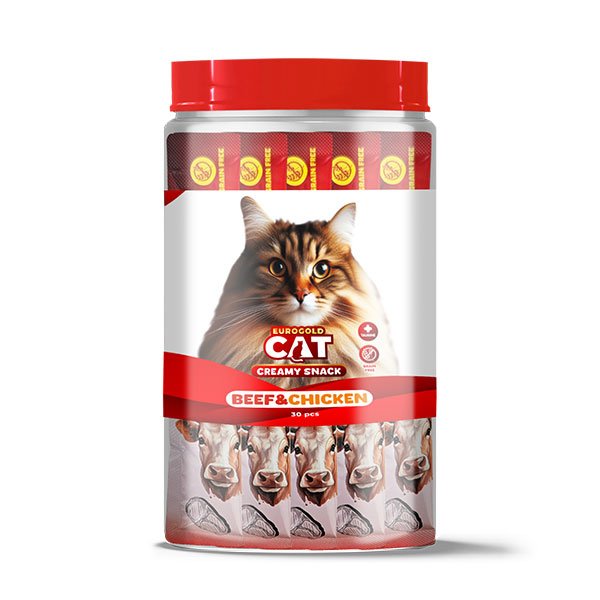 EuroGold Cat Sıvı Kedi Ödülü Dana-Tavuk Et 30x15Gr - 1