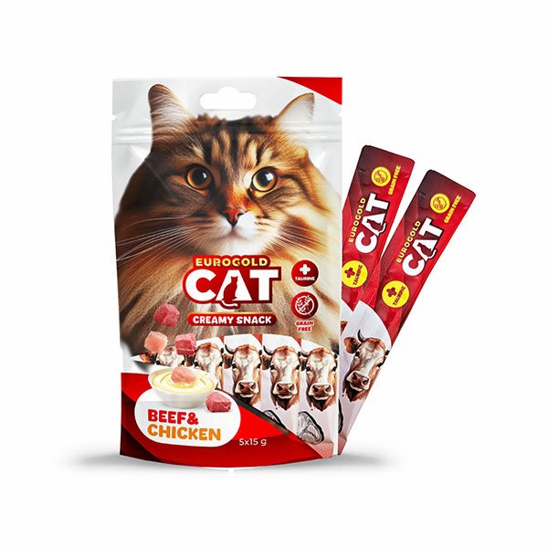 EuroGold Cat Sıvı Kedi Ödülü Dana-Tavuk Etl 5x15Gr - 1