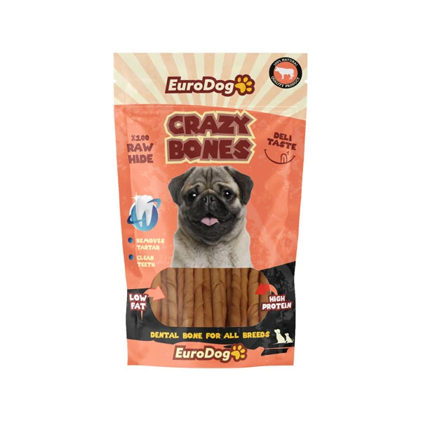 EuroGold Dog Crazy Bone Natural Burgu Çubuk 20 Li - 1