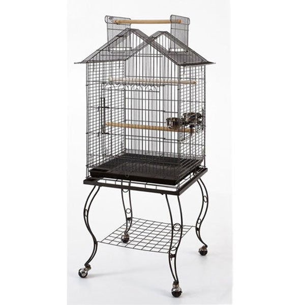 EuroGold Sehpalı Papağan Kafesi Siyah Dövme (51x51x139) - 1