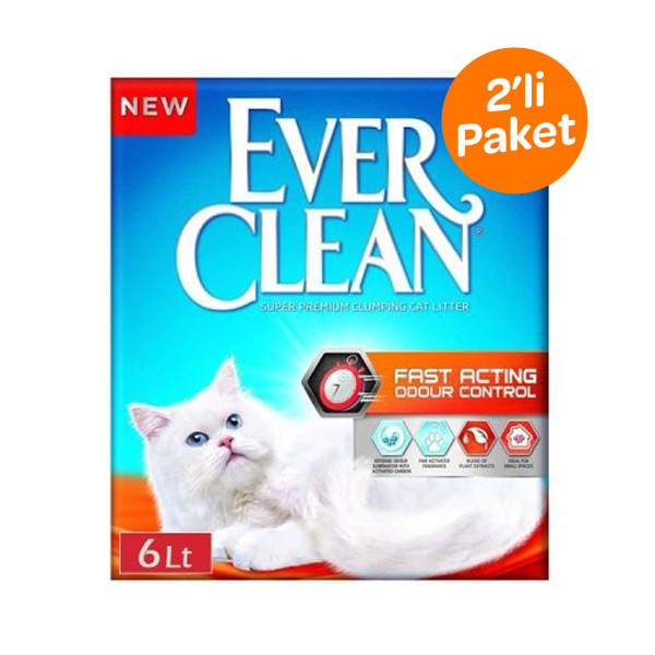 Ever Clean Fast Acting Doğal Bitki Özlü Hızlı Koku Kontrollü Topaklanan Kedi Kumu 6 L (2'li Paket - Toplam 12 L) - 1