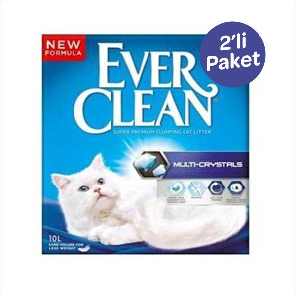 Ever Clean Multi Crystals Kokuyu Hapseden Kokusuz Kedi Kumu 10 L (2'li Paket - Toplam 20 L) - 1