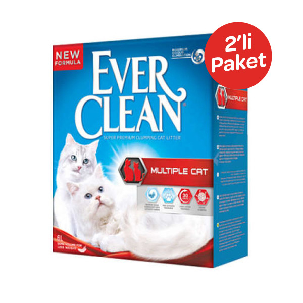 Ever Clean Multiple Cat Çoklu Kedi Kullanımına Uygun Topaklanan Kedi Kumu 6 L (2'li Paket - Toplam 12 L) - 1