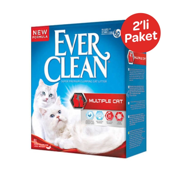 Ever Clean Multiple Cat Topaklaşan Kedi Kumu 6 LT x 2 Adet - 1